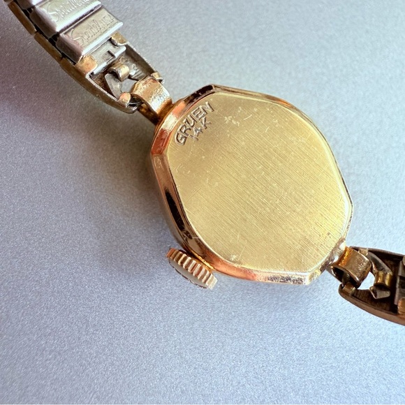 Vintage GRUEN Precision 14k Gold 17 Jewels Ladies Mechanical Watch Worki… - Picture 9 of 14